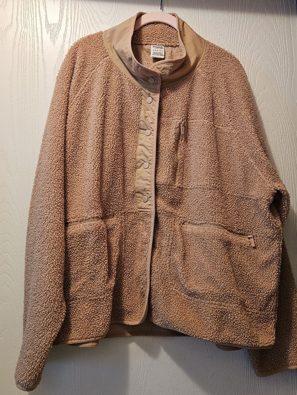 PINK Victoria's Secret Tan Lightweight Sherpa Teddy Jacket, Size XL